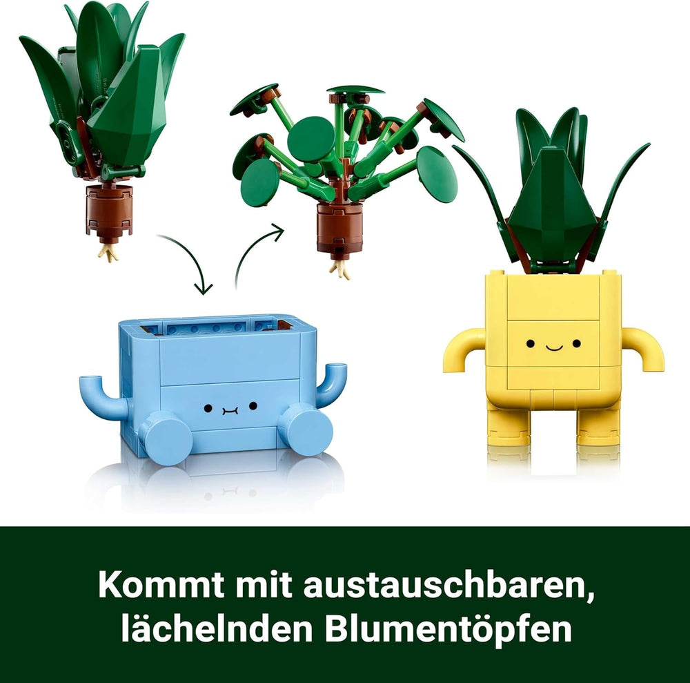 LEGO Botanicals Happy Plants - Kit de bricolage pour enfants avec 2 fleurs artificielles et 2 pots de fleurs colorés avec des visages de dessins animés - Idée cadeau pour les filles à partir de 9 ans - 10349 Besuche sets de construction dans le LEGO-Store
