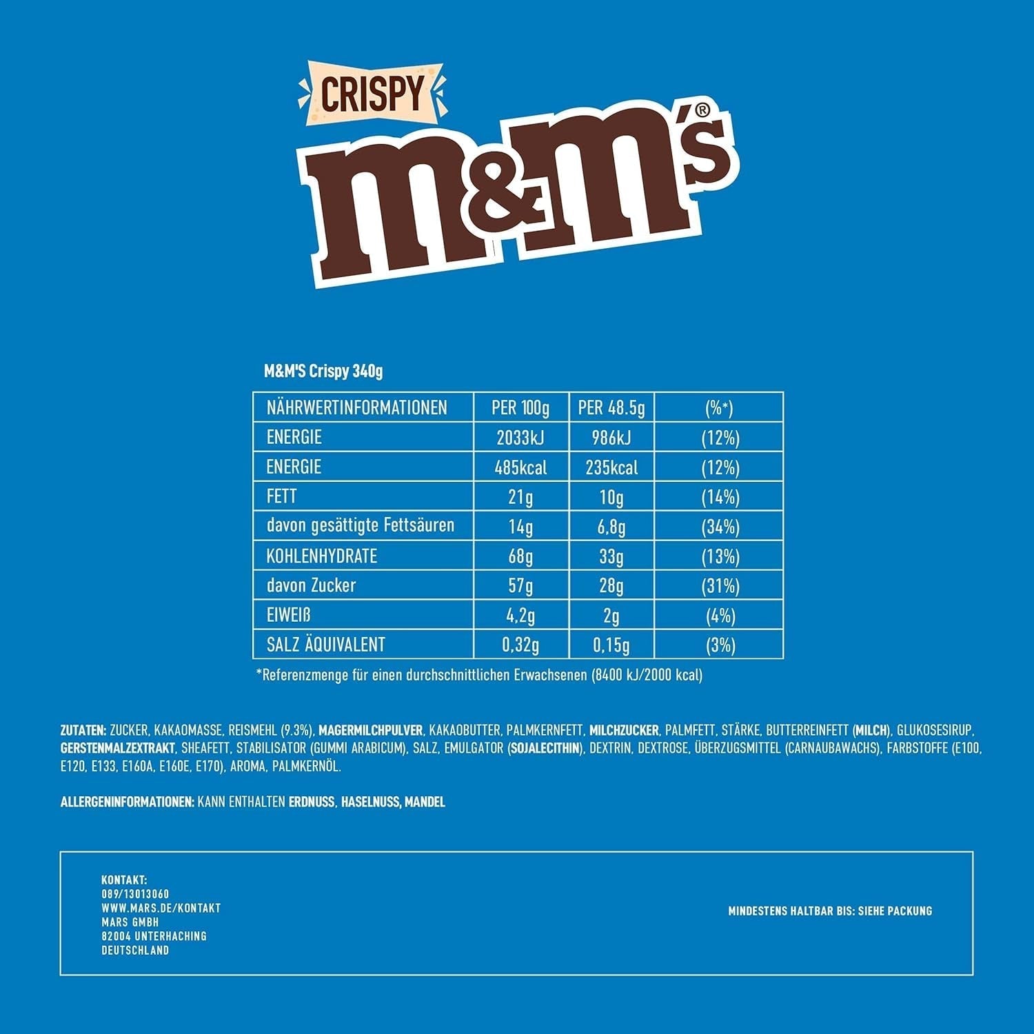 M&M'S Crispy, pépites de chocolat au cœur croustillant Bonbons au chocolat Naty Shop