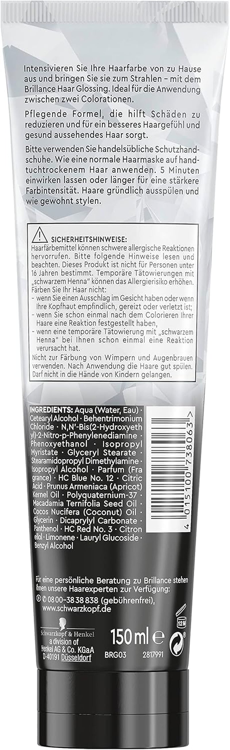 Brillance Shine Treatment, Hair Glossing Radiant Violet (150ml), nourrit et intensifie la couleur des cheveux, peut être utilisé comme masque capillaire, dure jusqu'à 6 lavages de cheveux Naty Shop Hair Dye