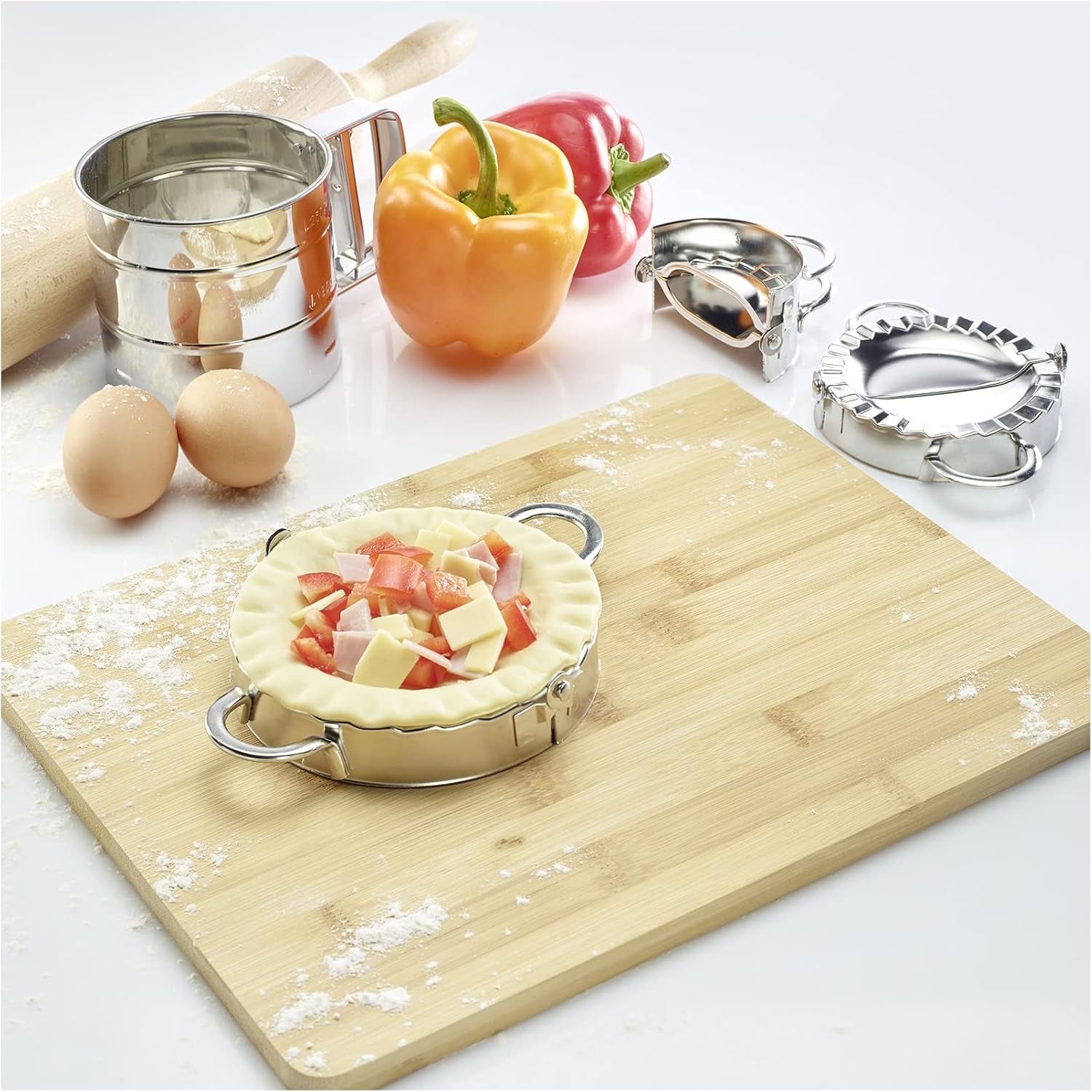 Moule à raviolis Westmark, Diamètre: Ø 9,5 cm, Avec poignées pratiques, Acier inoxydable, Gina, Argent, 61362270