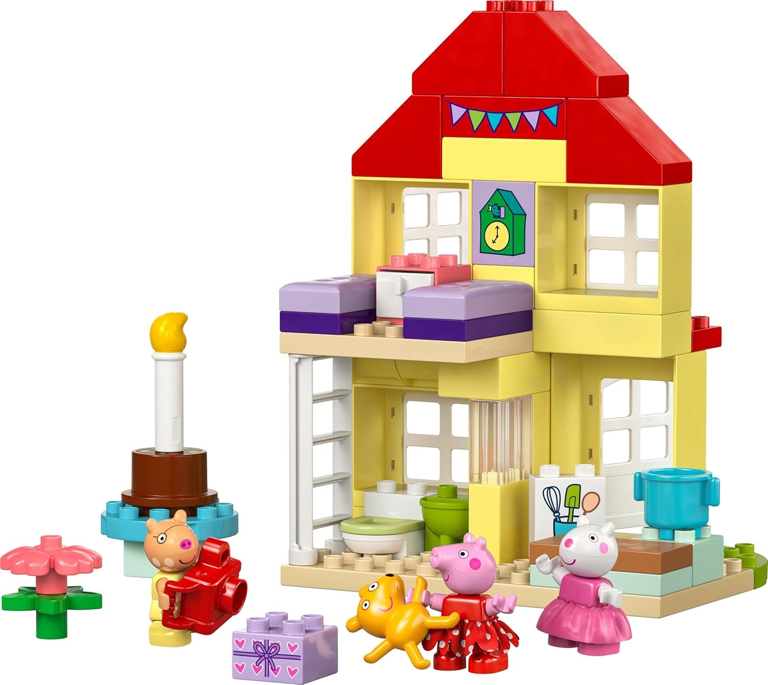 LEGO DUPLO La maison d'anniversaire de Peppa : jouet créatif à 3 figurines, construisez et reconstruisez une maison de jouets pour les enfants de 2 ans, les garçons et les filles, favorise la dextérité 10433 Jeux de construction Besuche den LEGO-Store