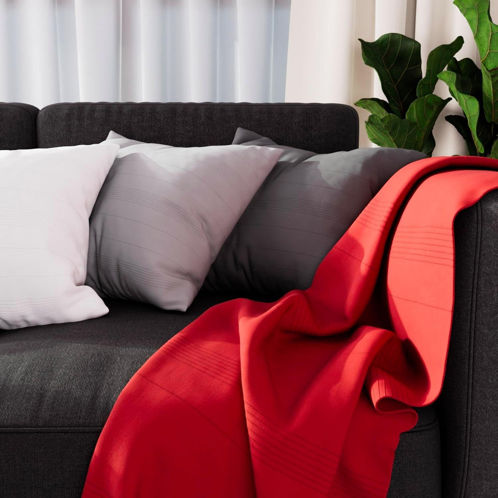 Soleil D'Ocre Adèle Plaid, jeté par le fauteuil, Polycoton, Gris, 140 X 200 Cm Lits et Couvertures Besuche den Soleil d'ocre-Store Rouge 140 X 200 Cm