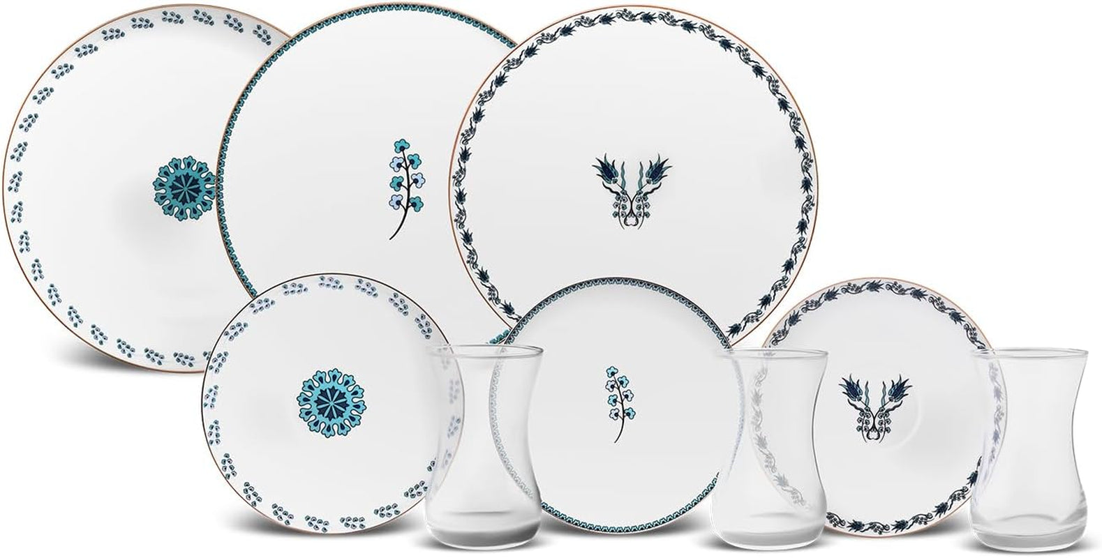 Service à dessert Karaca İznik pour 6 personnes, 18 pièces - vaisselle élégante pour de délicieux desserts