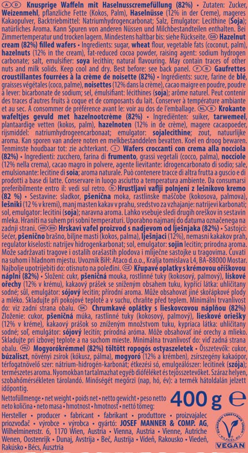 Manière napolitaine | Gaufres croustillantes végétaliennes à la crème de noisettes | 1 paquet (400 g)