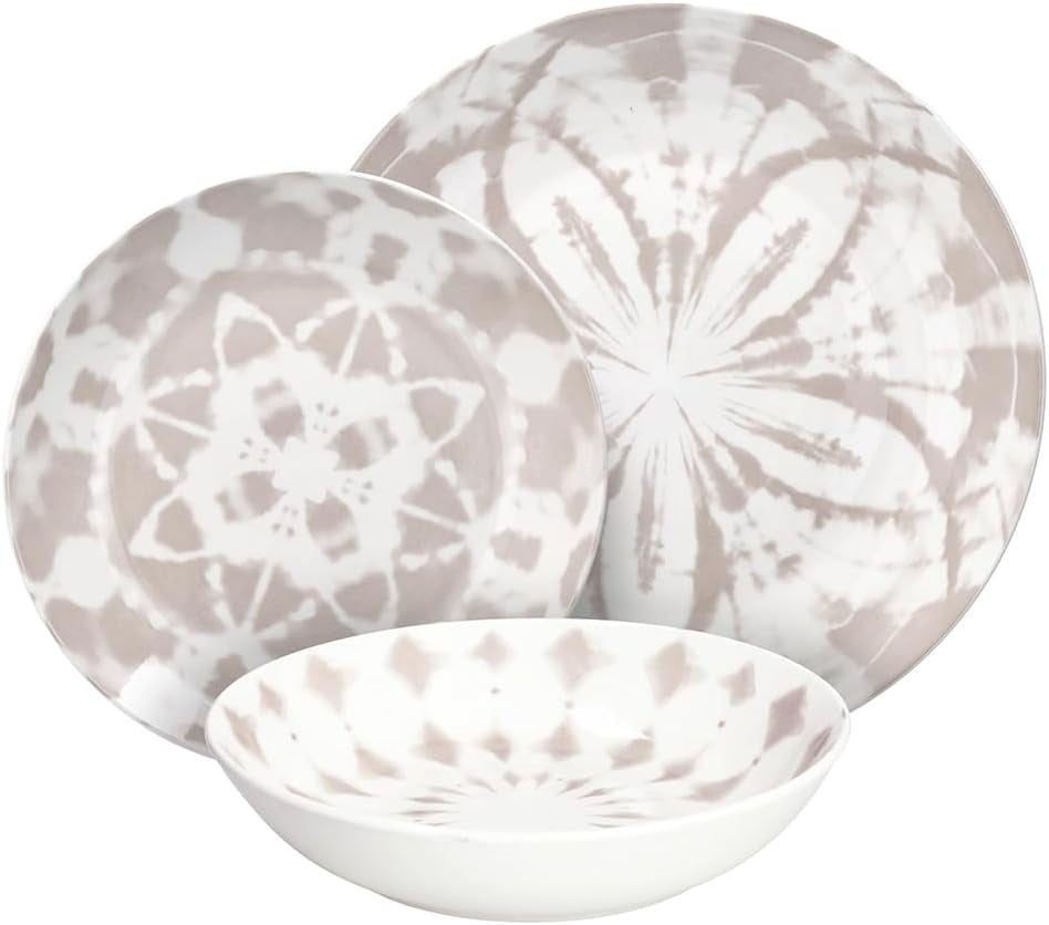 Majorque, service de table pour 6 personnes, 18 pièces, porcelaine, beige