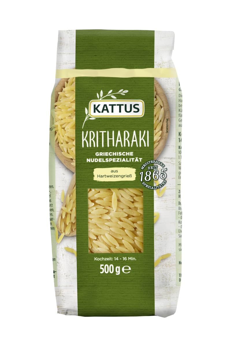 - Kritharaki Nudeln (Reisnudeln/Risoni/Orzo) | Griechische Nudelspezialität aus Hartweizengrieß | 500 g en sachet