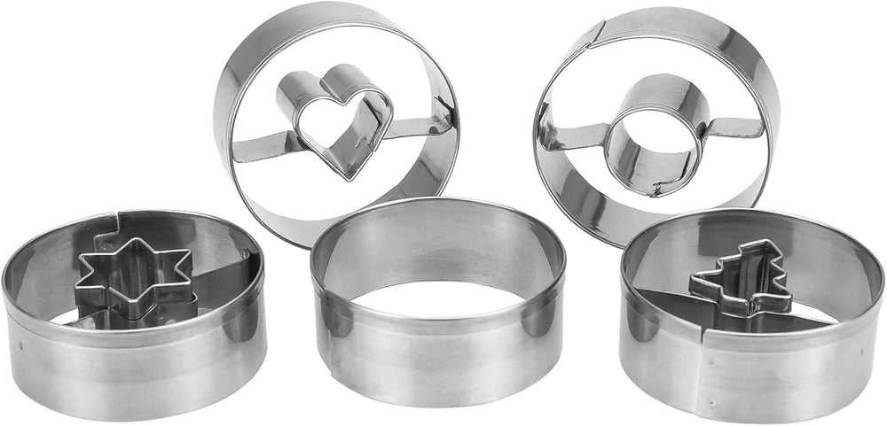 Lot de 5 boîtes à biscuits Städter Linzer, design Spitzbub, ​​acier inoxydable - diamètre 4 cm - hauteur 1,5 cm - convient pour la pâtisserie ou le bricolage, 954199, argent