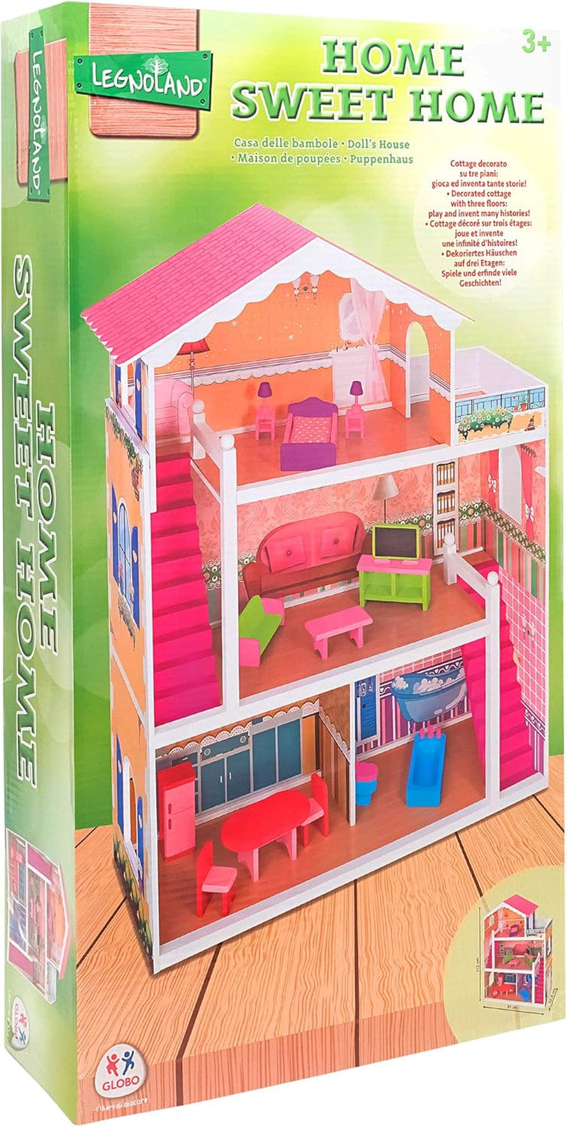 37916 - Maison de poupée - bois - 3 étagères, - 17 accessoires Maisons de poupées Naty Shop