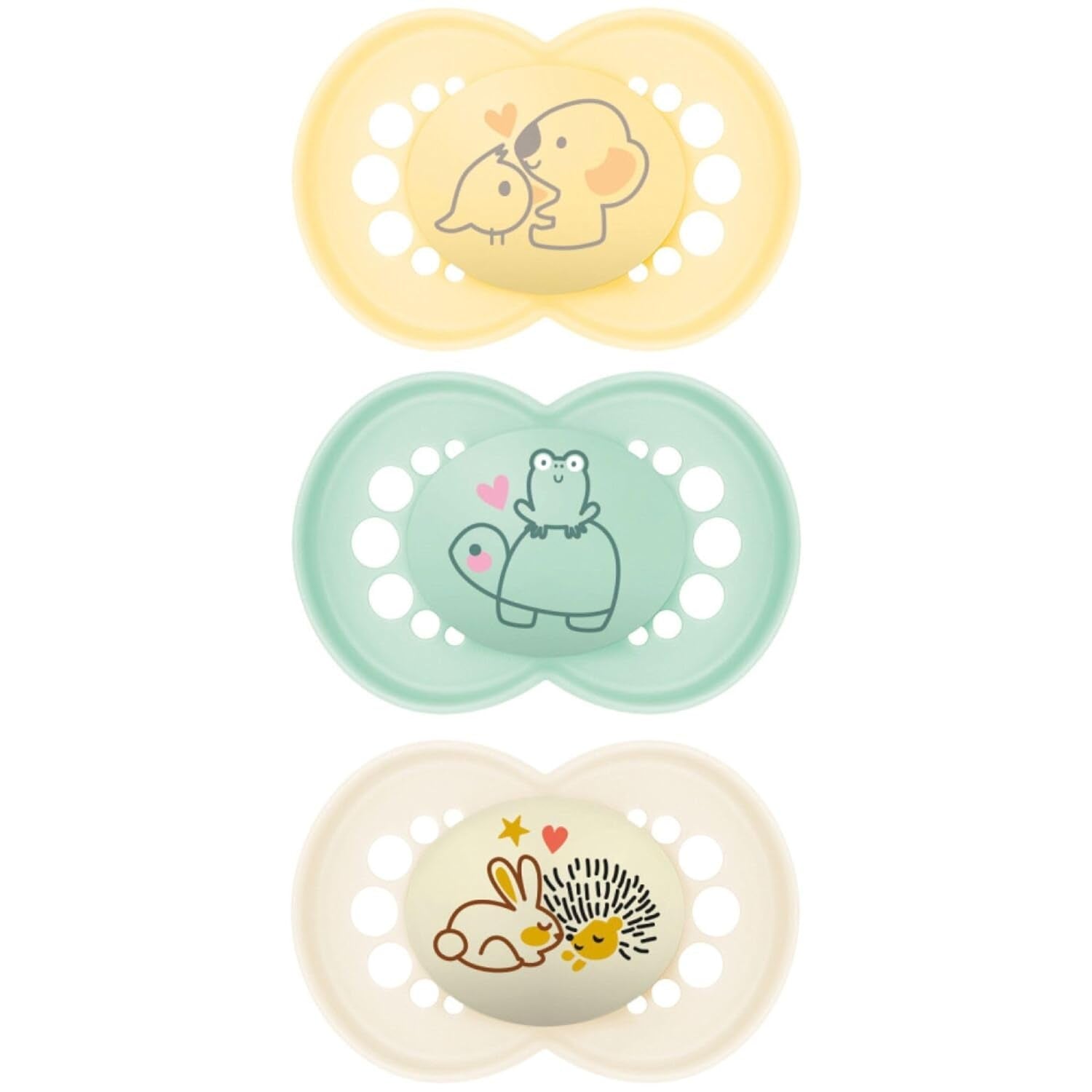 MAMAN | Sucette originale beige 18+ mois (pack de 3) couleur aléatoire - Tétine symétrique en silicone ultra-doux - Sucette bébé de forme anatomique pour un développement optimal de la bouche