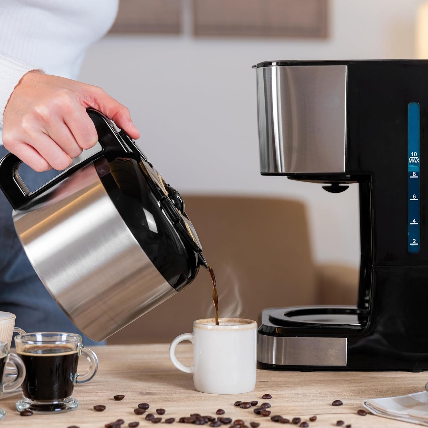 Cafetière goutte à goutte Cecotec Coffee 66 Drop & Thermo, 950 W, 1,2 L, 10 tasses, technologie ExtremeAroma, fonction anti-goutte, indicateur de niveau d'eau, filtre principal réutilisable, protection contre la surchauffe