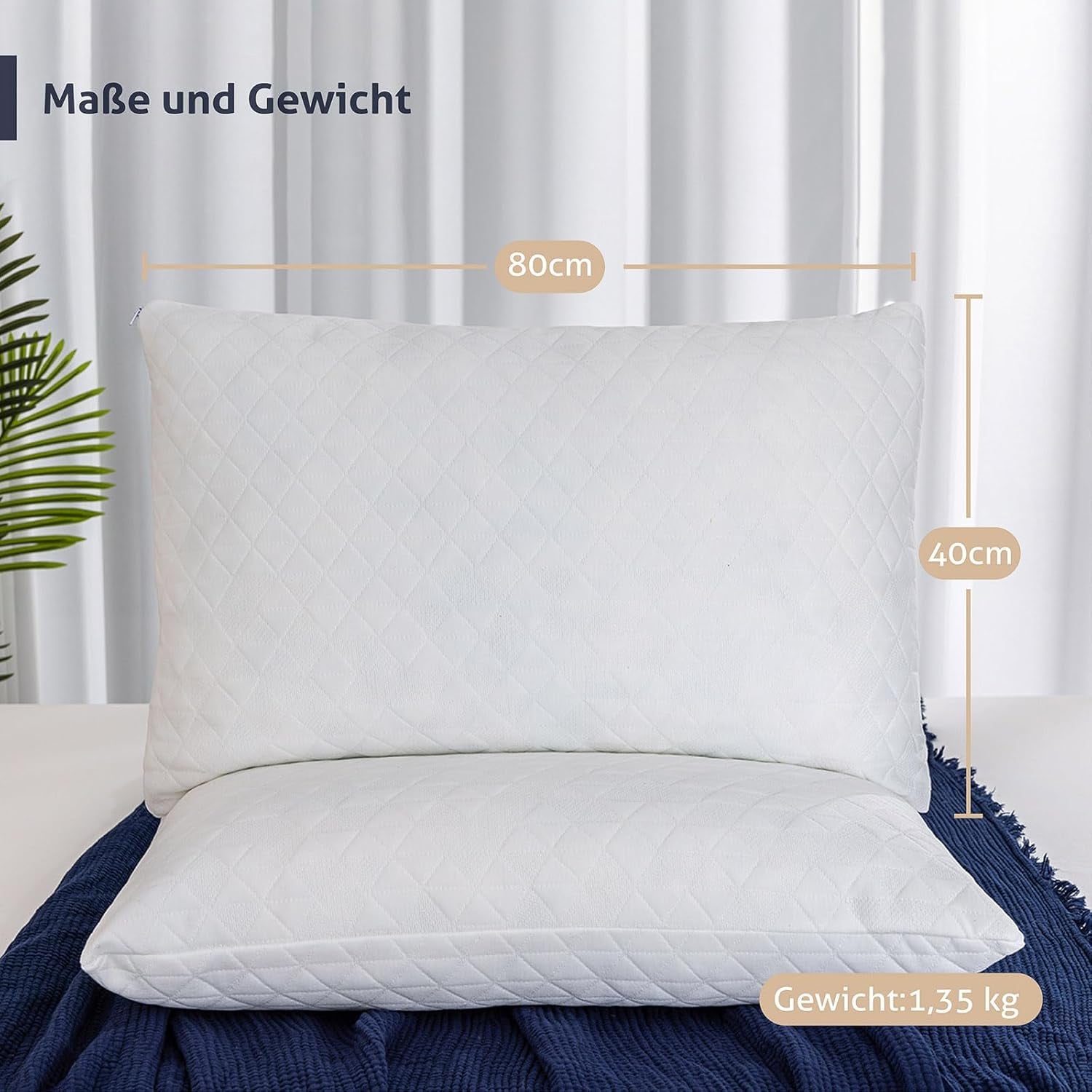 Pernă EGO HOME din spumă cu memorie 40x80 cm cu spumă cu memorie mărunțită - Pernă respirabilă, ergonomică pentru susținerea gâtului, pentru cei care dorm pe o parte, pe spate sau pe burtă - Certificată Oeko-Tex - Husă lavabilă