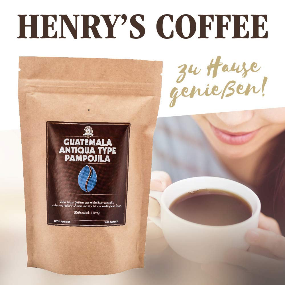 Henry's Kaffee - Guatemala Antiqua Type Pampojila 1000g - arôme lebhafte - unaufdringliche Säure - erlesene Qualität - Handwerklich in Deutschland geröstet - Kaffeebohnen direkt vom Bauern