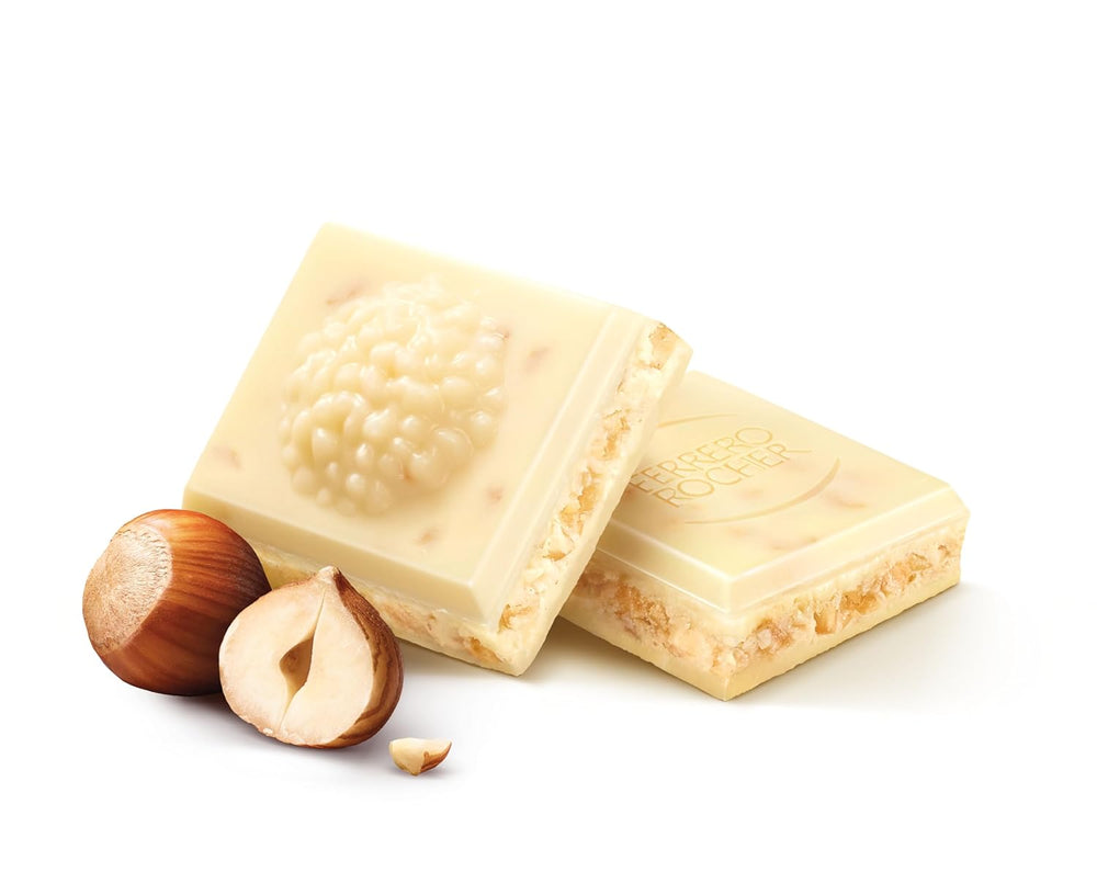 Barre Ferrero Rocher - Chocolat Blanc aux Noisettes - Cadeau de Saint Valentin pour Elle et Lui - 1 Barre de Chocolat x 90g