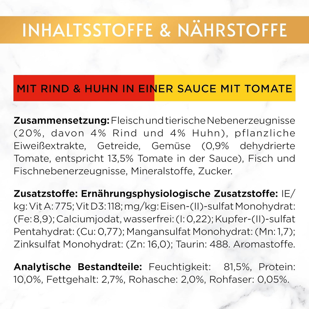 Hrană umedă pentru pisici Gourmet Gold Délicatesse en Sauce cu vită și pui, pachet de 12 (12 x 85g)