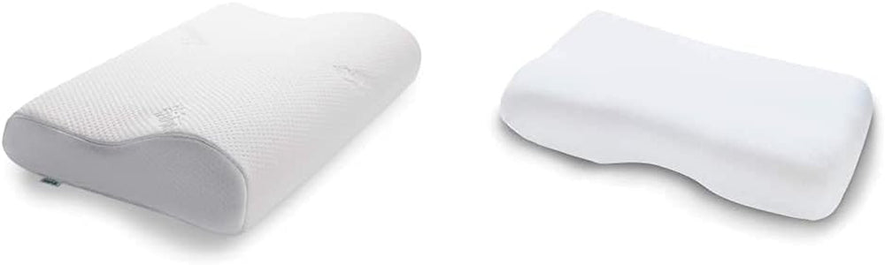 TEMPUR Original Sleeping Pillow Memory Foam, Pernă ergonomică de susținere a gâtului pentru cei care dorm lateral și pe spate, Fermă, M (50 X 31 X 10/7 Cm), Alb Perne ortopedice cervicale Naty Shop Pachet cu husă de pernă, alb M (50 X 31 X 10/7 Cm)