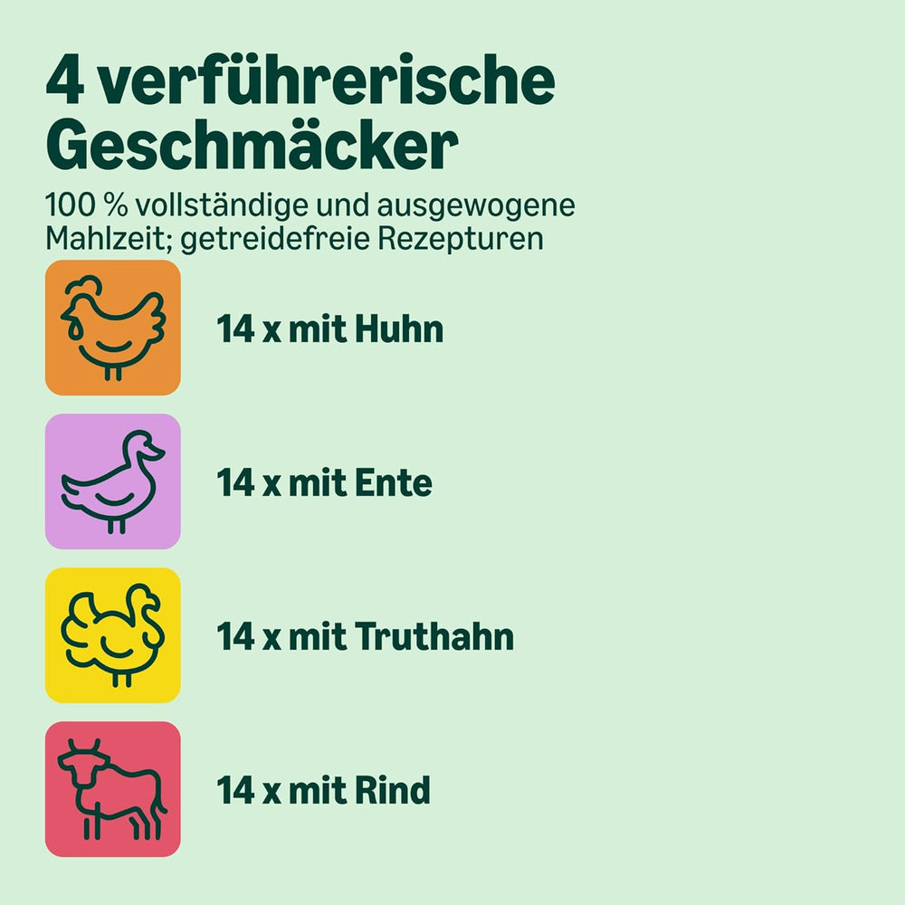 Amazon Nourriture humide sans céréales pour chats adultes Sélection de viande en gelée 4,76 kg 56 paquets de 85 g (anciennement Lifelong)
