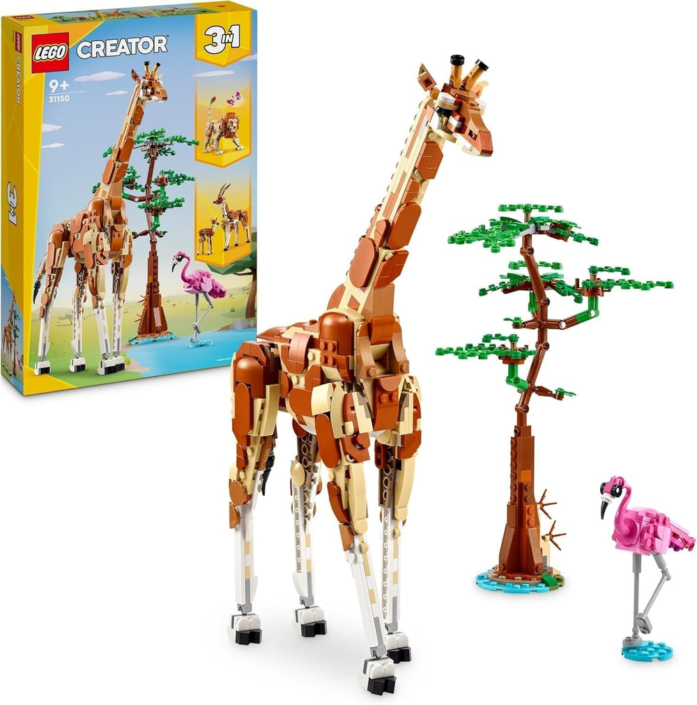 LEGO Creator 3en1 Animal Safari, ensemble créatif avec figurines d'animaux, 3 options de construction : girafe, gazelle et lion, animaux jouets pour filles et garçons, cadeau naturel pour les enfants à partir de 9 ans 31150 Ensembles de construction Beuche den LEGO-Store Single