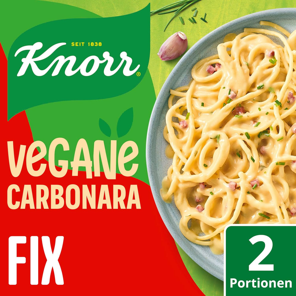 Knorr Fix Vegane Carbonara pour un plat de pâtes végétaliennes sans cuisson, 2 portions
