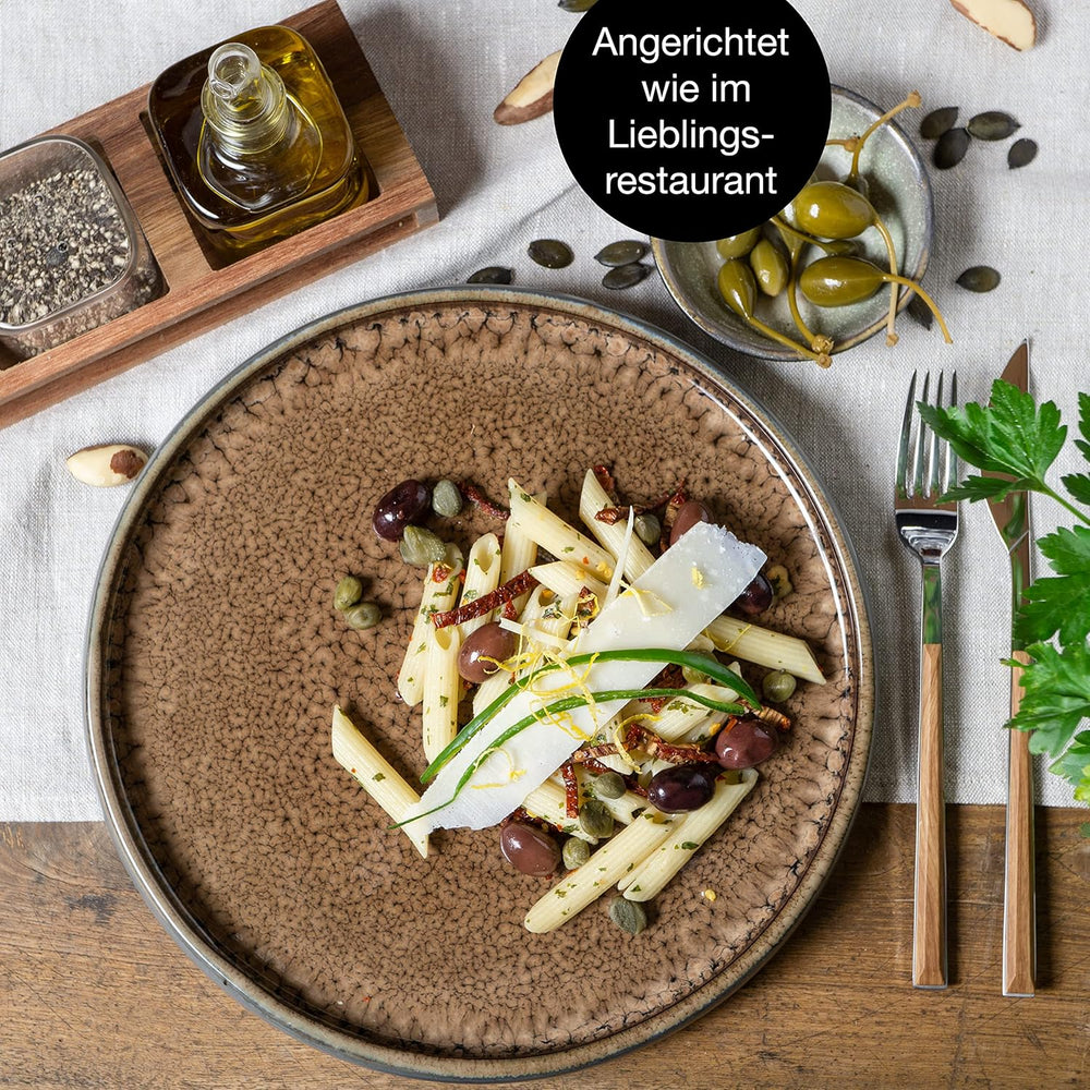 Moritz & Moritz SOLID Service de table en grès 18 pièces pour 6 personnes - Service de table pour 6 personnes, composé de 6 assiettes plates, 6 assiettes à dessert et 6 assiettes plates