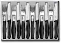 Victorinox Swiss Classic, Profi Tafelbesteck, 12-Teilig, Extra Scharfe Klinge, Wellenschliff, 11 cm, Rostfreier Stahl, Schwarz Kitchen Naty Shop