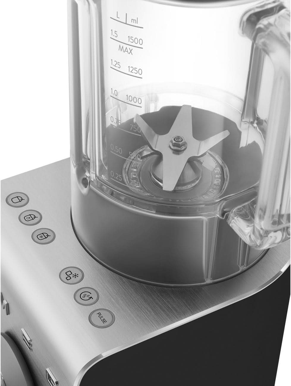 SMEG, Hochleistungsmixer BLC01BLMEU, 5 programmes prédéfinis, 9 vitesses manuelles, fonction pause et impulsion, Kunststoffgehäuse, base Rutschfeste, 1400 W, Schwarz Kitchen Naty Shop