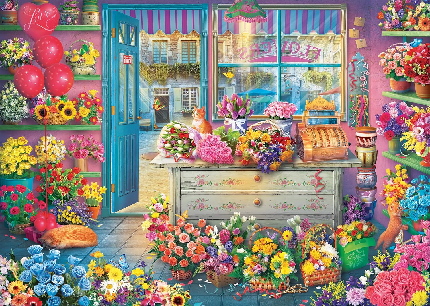 Schmidt Spiele 59764 Magasin de fleurs coloré, puzzle 1000 pièces Puzzle Naty Shop