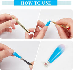 OLYCRAFT 24Pcs Nagelschmuck Ringe Dangle Nail Art Zubehör mit Nagelpiercing Tool Nagelbohrer Manueller Bohrer Aus Legierung For Tips, Acrylique, Gel et Décoration