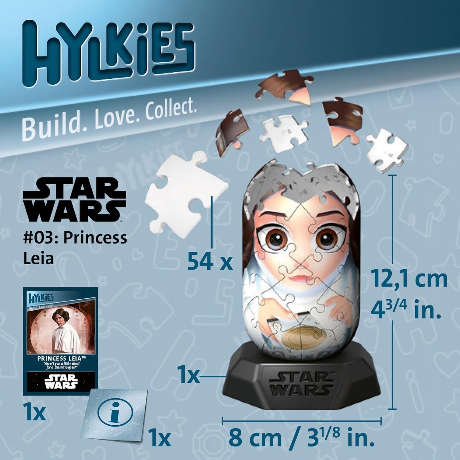 Ravensburger Hylkies : Figurines à collectionner Star Wars DIY - Figure #03 - Princesse Leia - Construire, tomber amoureuse, collectionner - Figurines d'action Star Wars Fan Mini Figures Naty Shop