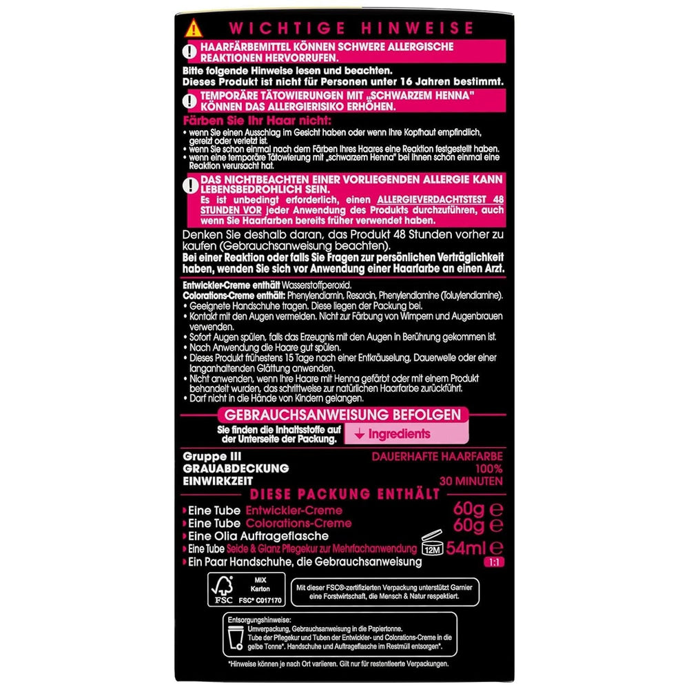 Garnier Olia Coloration permanente sans ammoniaque, Coloration nourrissante pour une couverture 100 % des cheveux gris, The Golds, 10,32 Platinum Gold (Blond), 3 pièces Naty Shop Hair Color