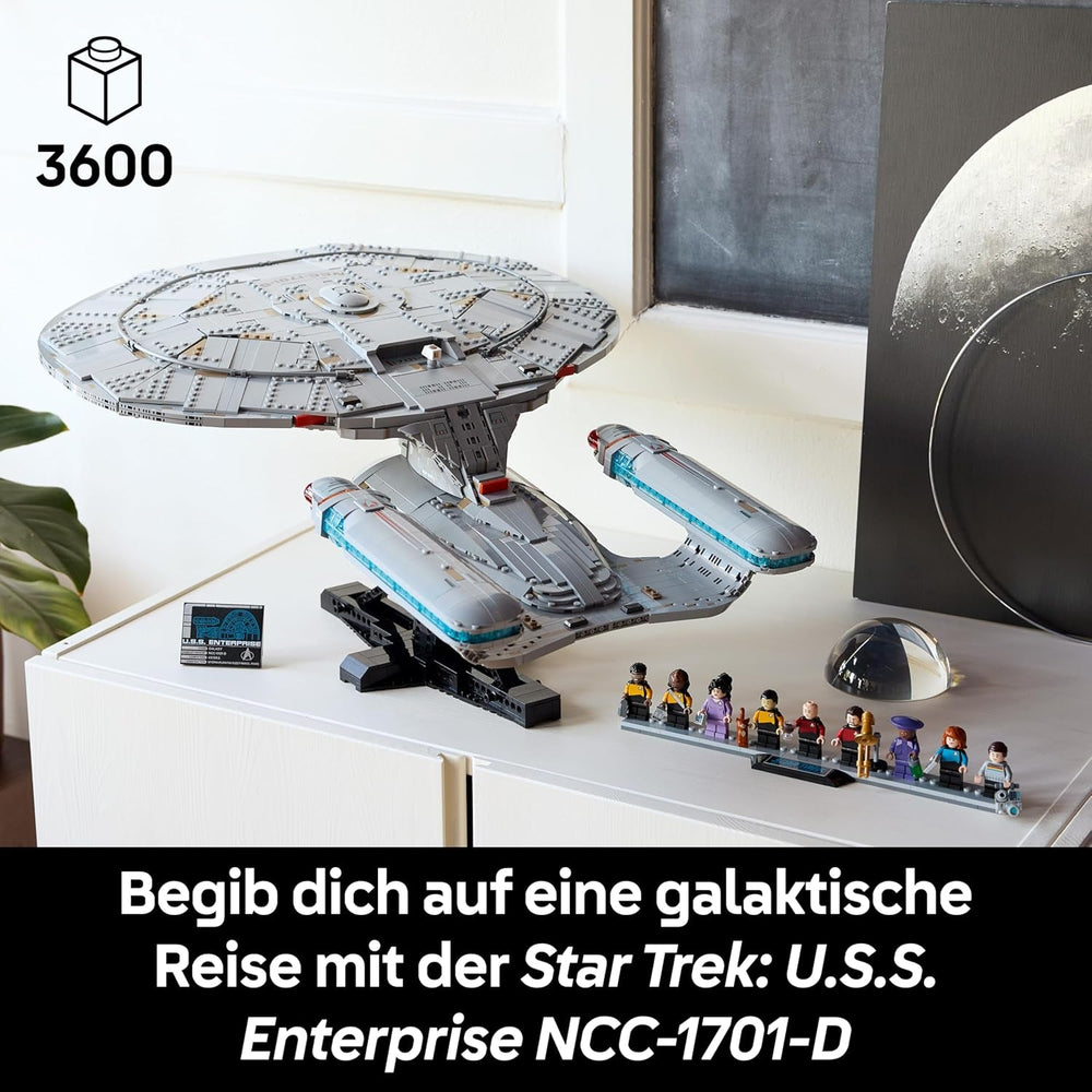 LEGO Icons Star Trek: U.S.S. Enterprise NCC-1701-D - Bauset für Erwachsene - 2 Shuttlepods, Trennfunktion & 9 Minifiguren mit Jean-Luc Picard & William Riker - Geschenk für Männer und Frauen - 10356