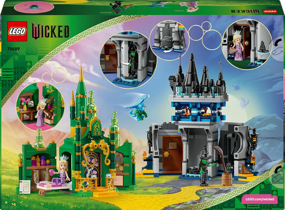 LEGO Wicked Emerald City & Kiamo Ko Castle - Kreatives Spielzeug mit Elphaba & Glinda Minifiguren sowie EIN AFFE & Zubehör - Kinder Geschenk für Mädchen, Jungen & Filmfans ab 9 Jahren - 75689