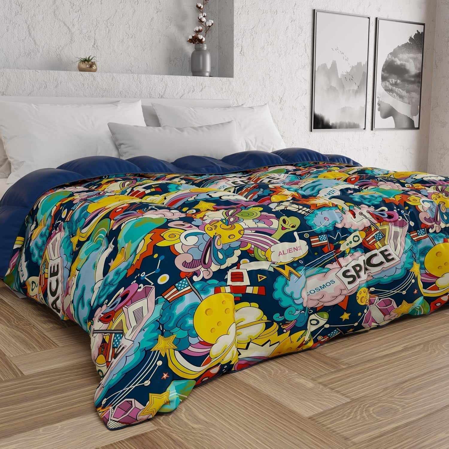 PETTI Artigiani Italiani - Couette d'hiver, Couette d'hiver, Couette simple, Double face, Impression monochrome et numérique, microfibre 100% hypoallergénique, Made in Italy Couettes et couettes Naty Shop