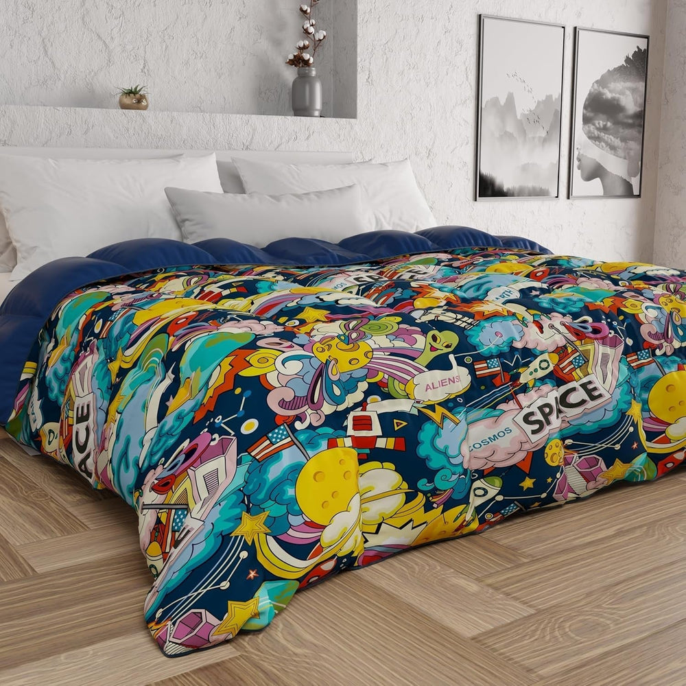 PETTI Artigiani Italiani - Couette d'hiver, Couette d'hiver, Couette simple, Double face, Impression monochrome et numérique, microfibre 100% hypoallergénique, Made in Italy Couettes et couettes Naty Shop