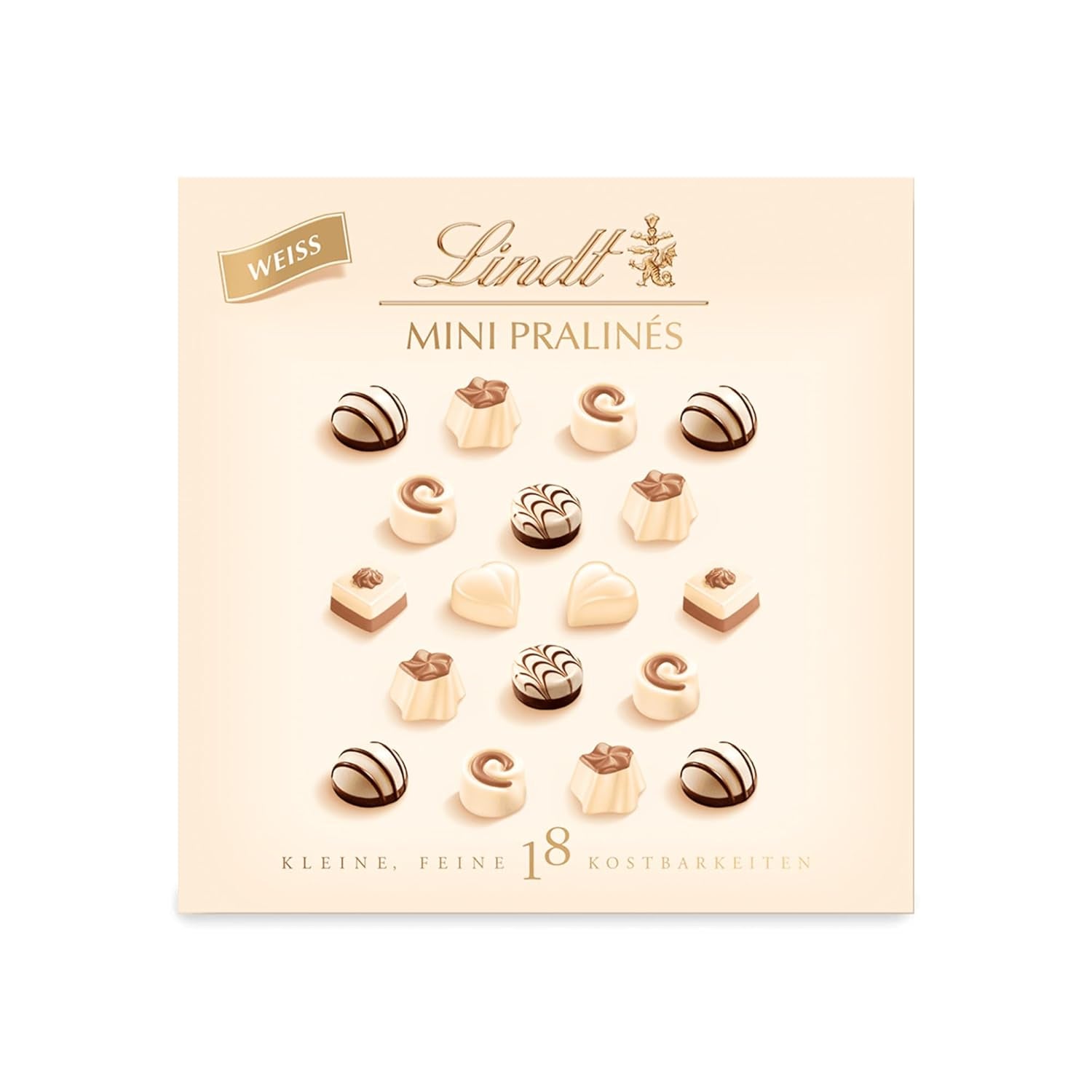 Chocolat Lindt - Nougat Mini Pralinés, 165 grammes, boîte de 36 pralines Naty Shop Bonbons au chocolat 90 G Chocolat blanc