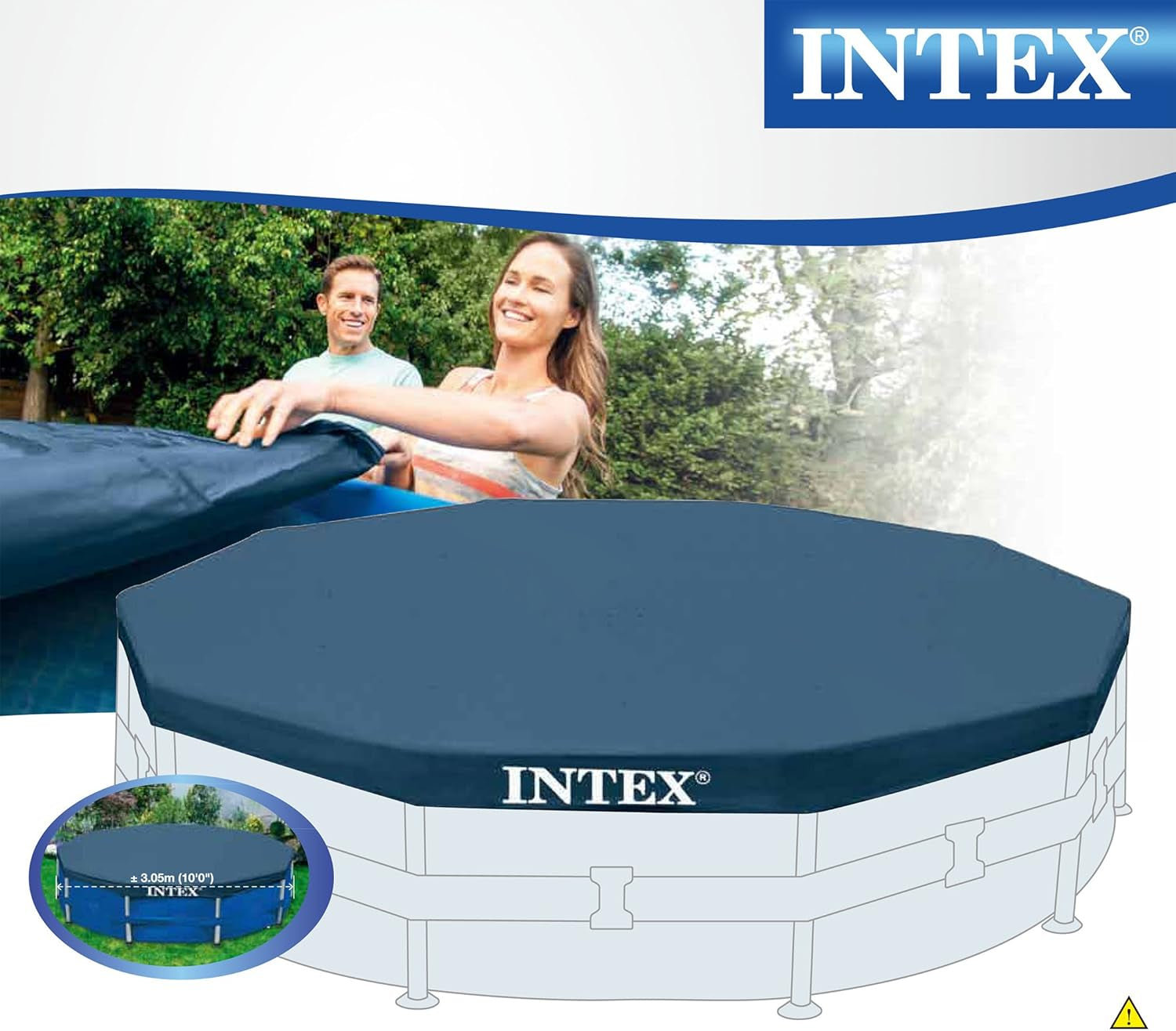 Couverture de piscine ronde Intex - Couverture de piscine - Pour piscines à cadres métalliques et prismatiques 58108 Bleu 3 m
