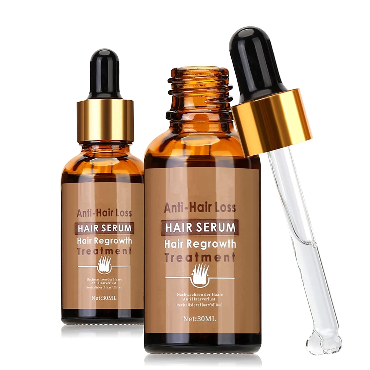 Dermaroller Set Rouleau cutané microneedling de 0,5 mm avec sérum pour la croissance des cheveux, anti-chute, 30 ml, perte de cheveux et traitement des cheveux Soins capillaires Naty Shop