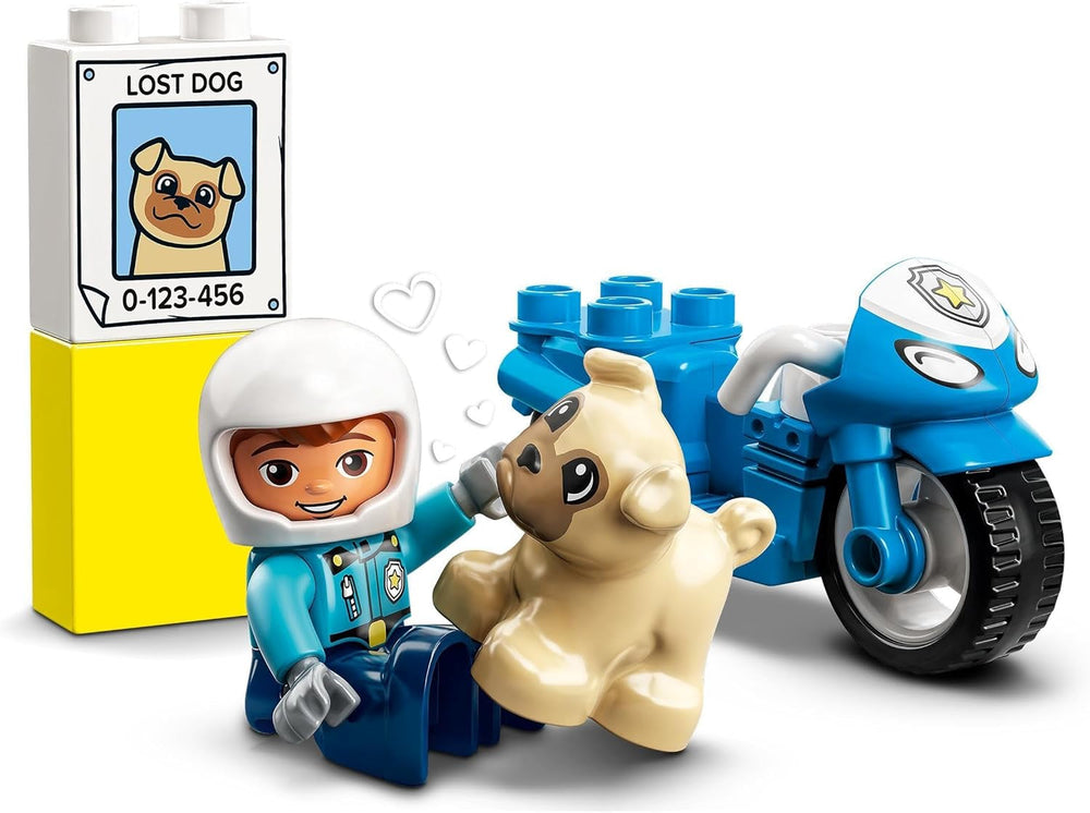 LEGO 10967 Moto de police DUPLO, Jouet de police pour les tout-petits à partir de 2 ans, Jouet idéal pour la motricité des bébés, Moto jouet Jeux de construction Besuche den LEGO-Store