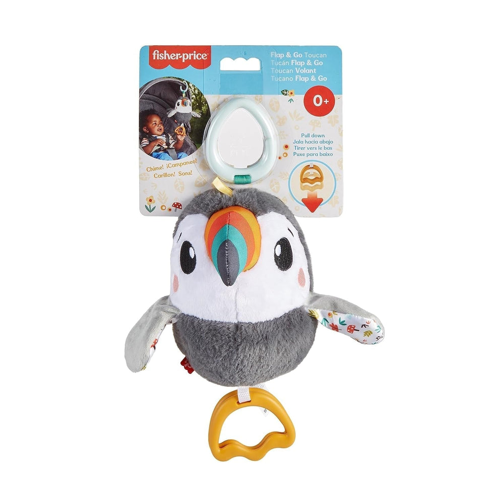 FISHER-PRICE Flap & Go Toucan - La peluche pour poussette favorise la motricité fine et les capacités sensorielles des nouveau-nés dès la naissance HNX66 Baby Toys Naty Shop