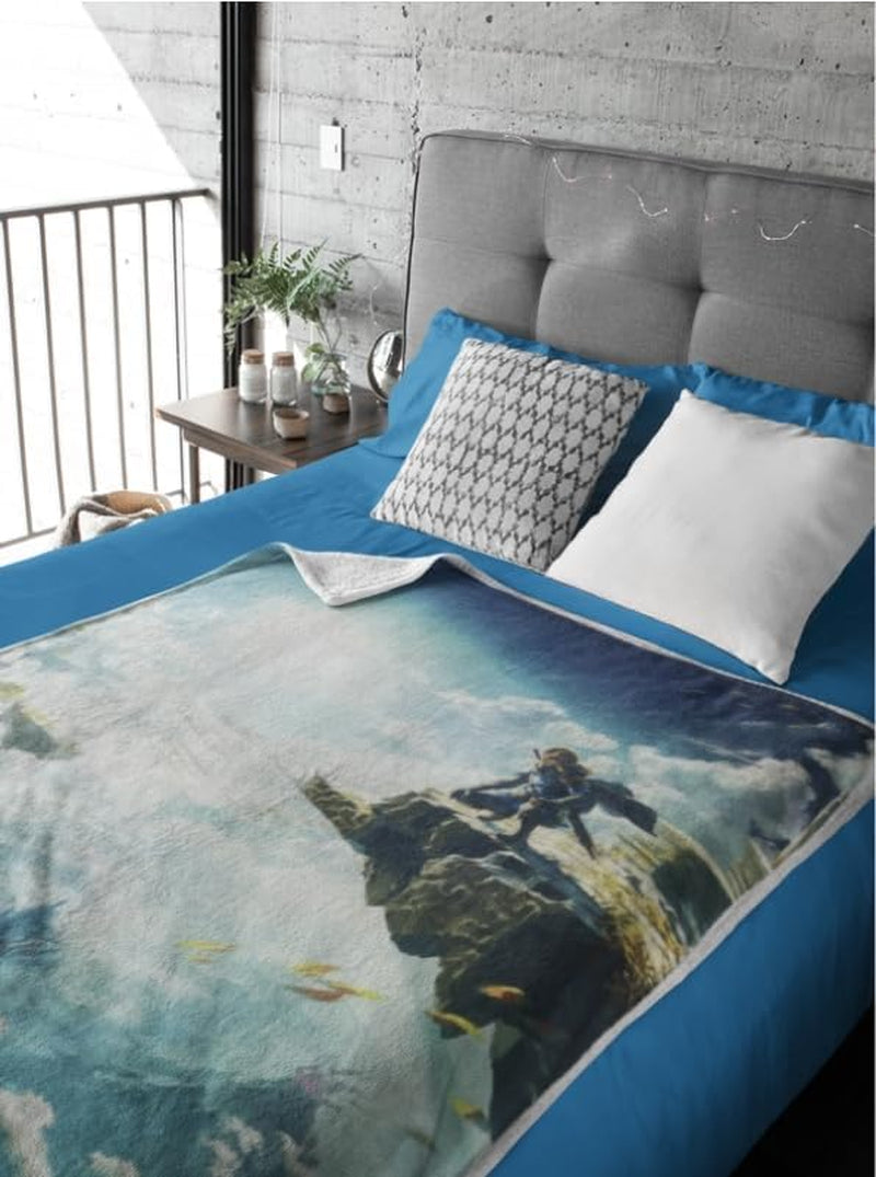Couverture Sherpa Zelda - Sky Totk - 100 x 150 cm - Produit sous licence officielle, vert, lits jumeaux et couvertures HÔMADICT