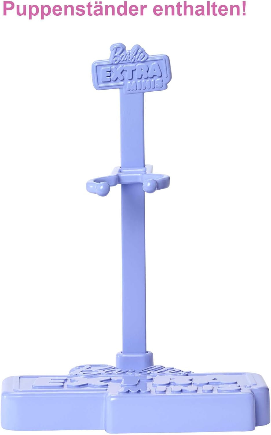 Barbie HGP65 - Extra Minis Puppe (ca 14 cm), trägt 2-teilige Mode mit Emoji-Druck, mit Puppenständer und Zubehör wie Sonnenbrille und Geldbörse, Puppen Spielzeug für Kinder ab 3 Jahren