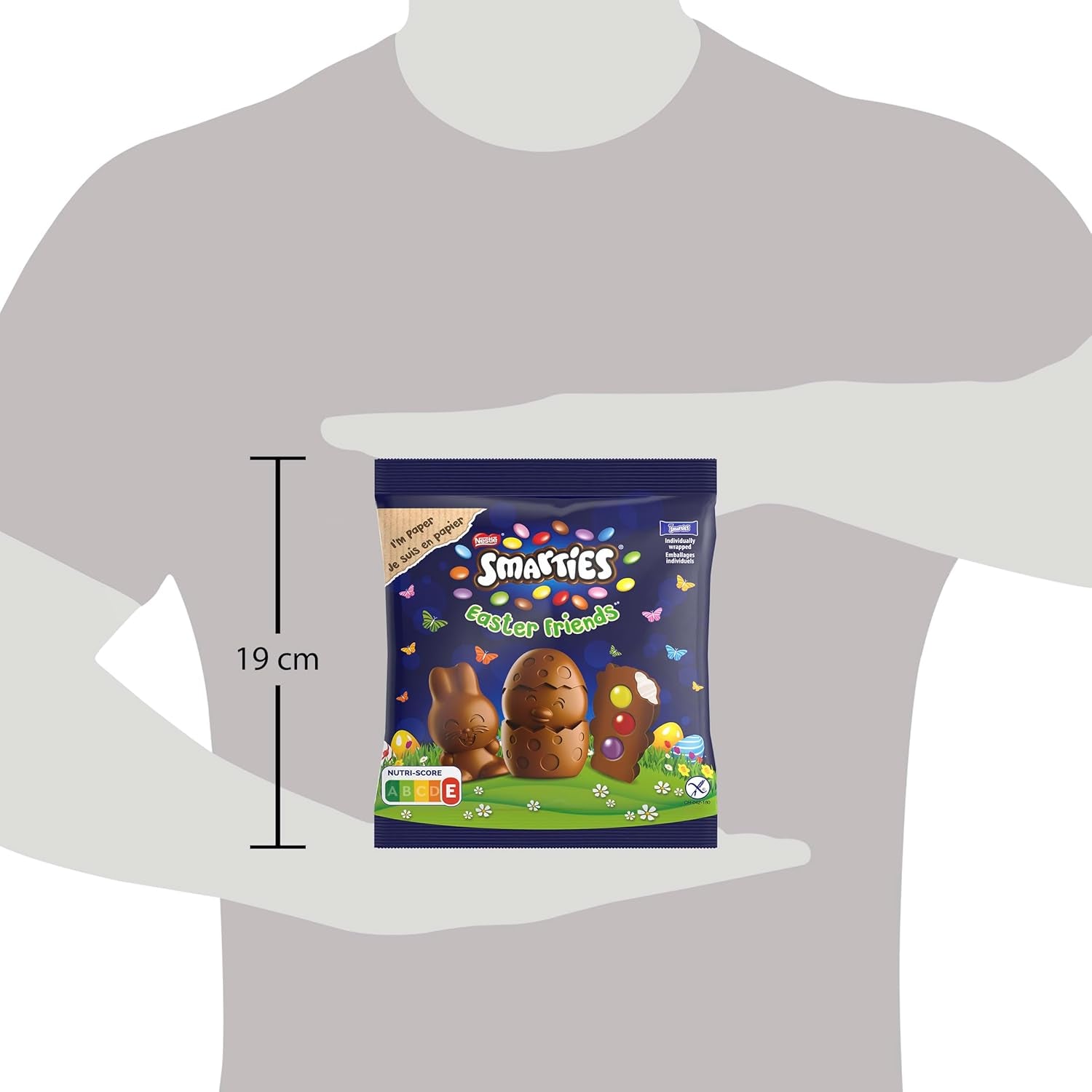 NESTLÉ SMARTIES Easter Friends, figurines sur le thème de Pâques, en chocolat au lait fin fourré crémeux et mini lentilles colorées au chocolat SMARTIES, 1 paquet (1 x 65g)