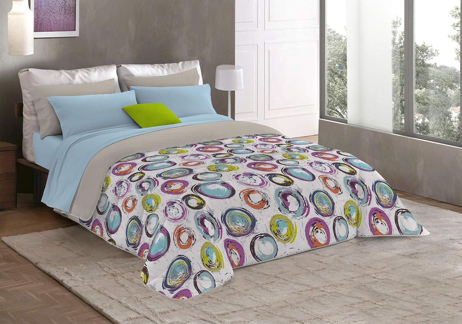Fantasy T-Fa-Hypnotic-1P Couette d'hiver, Microfibre, Hypnotique, 170X260Cm Couettes et couettes Naty Shop Cerchi Astratti 260X260 Cm