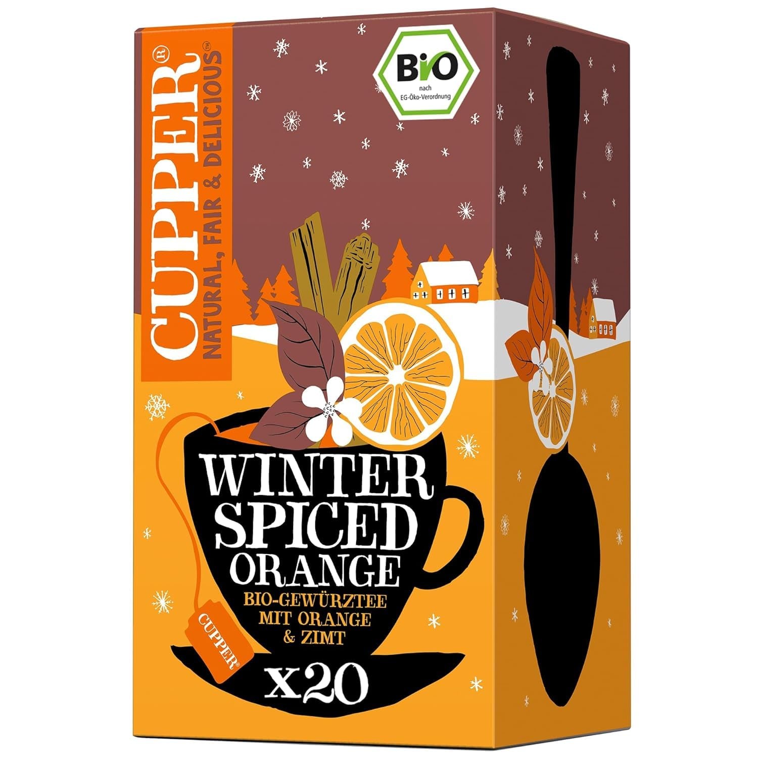 Cupper Ceai de fructe organic „Winter Strudel”, 20 pliculețe de ceai nealbite, ecologic, comerț echitabil