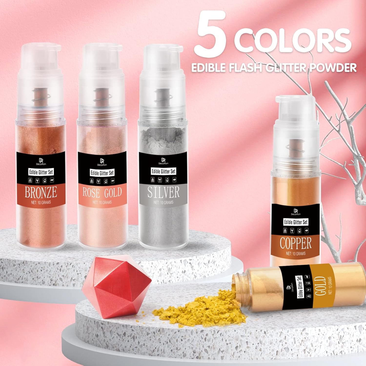 DecoRom, paillettes comestibles, poudre, 10 grammes Glitter Naty Shop