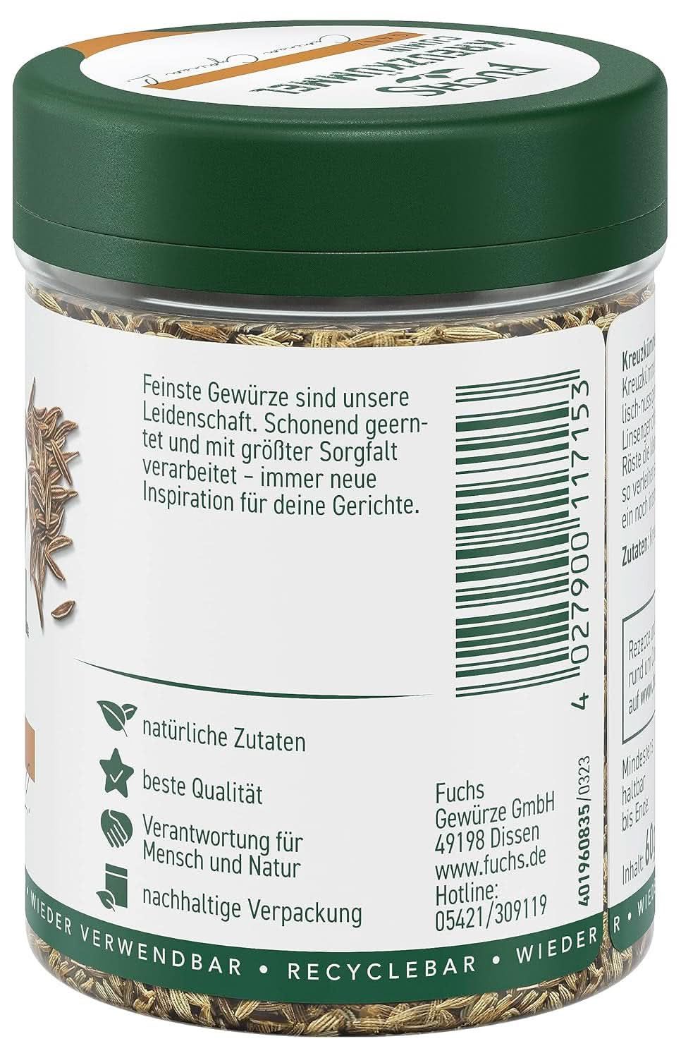 Fuchs - Cumin entier, 60 grammes Condiments Naty Shop