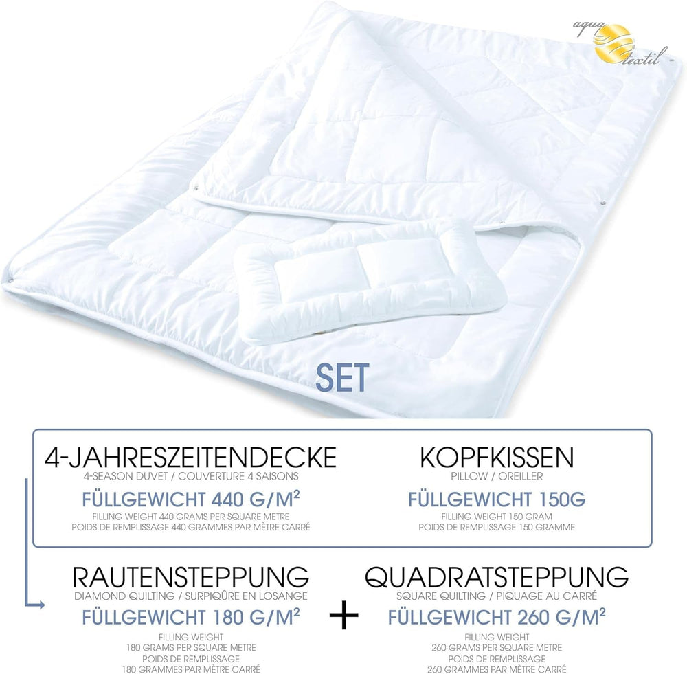 Aqua-Textil Soft Touch Parure enfant Couette 100 X 135 Cm 250G et 350G avec oreiller 40 X 60 Cm 150G Couette 4 saisons Climatisation Oeko-Tex Couettes et couettes Naty Shop