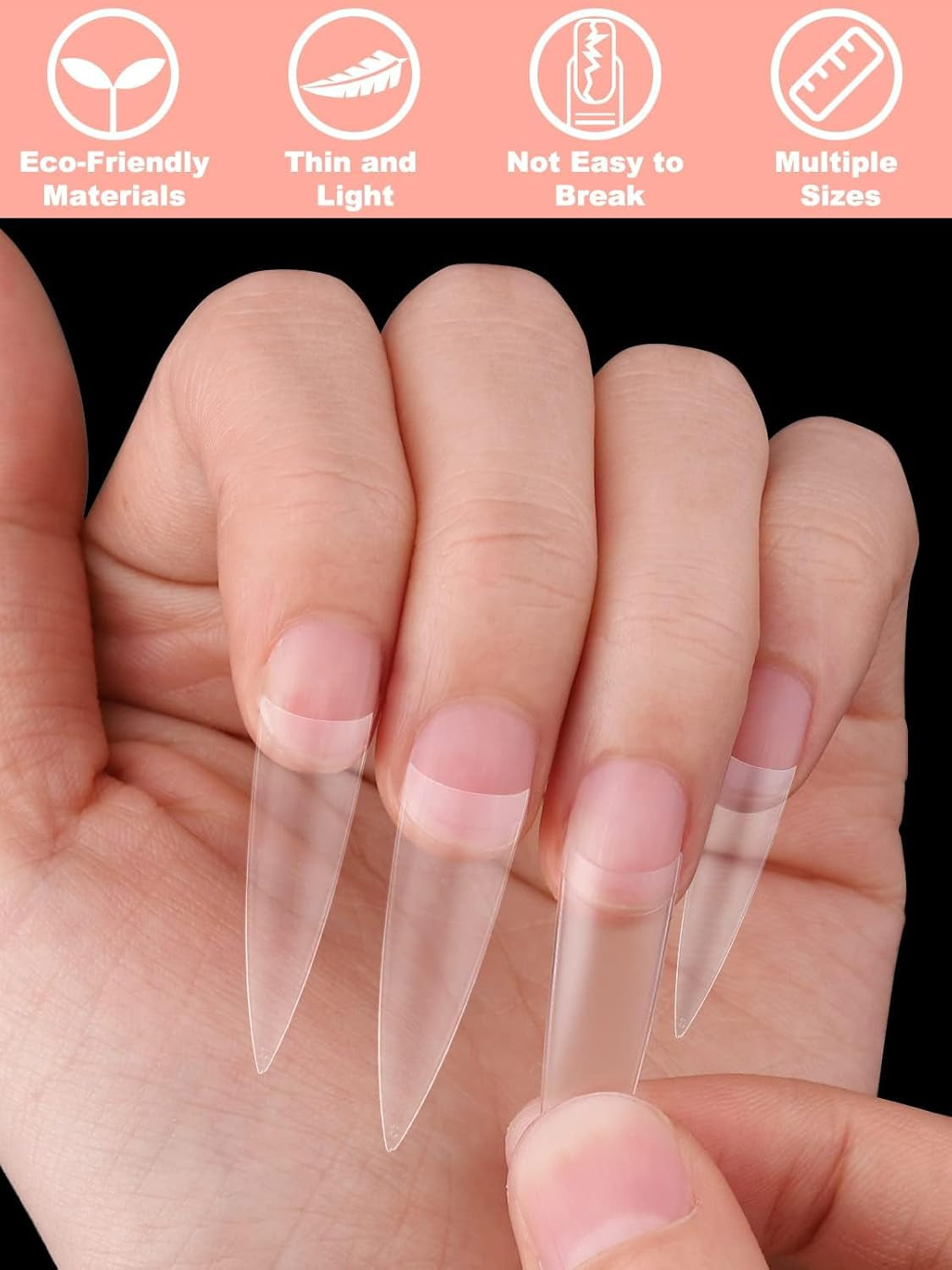 EBANKU 500 pcs Artificiel Faux Ongles Conseils Mat Doux Gel Clair Conseils Artificiels Ongles Conseils pour Extensions d'Ongles Faux Ongles Ensemble 12 Tailles-A