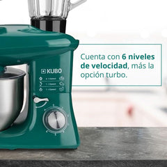 Küchenmaschine - 7 Zubehörteile: Mixbecher, Fleischwolf, Große Schüssel, Schutzdeckel, Schneebesen, Mixer Und Netmaschine - Couleur: Vert - Fassungsvermögen: 6 litres Mère et Enfant Naty Shop