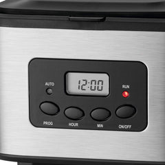 Cafetière Clatronic® avec minuteur, carafe 1,5 litre pour 12-14 tasses de café, minuterie LCD 24h, fonction maintien au chaud, anti-goutte, filtre amovible, afficheur et voyants lumineux, 900W - KA 3642