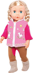 Heless 1070 - Bekleidungs-Set für Puppen, Reiter-Outfit Lina, 3 teilig mit Hose, Shirt und Weste, Größe 28 - 35 cm